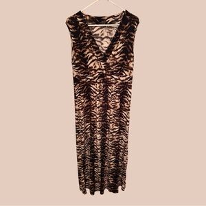 Susan Lawrence Zebra Print Midi Dress - Brown and Black